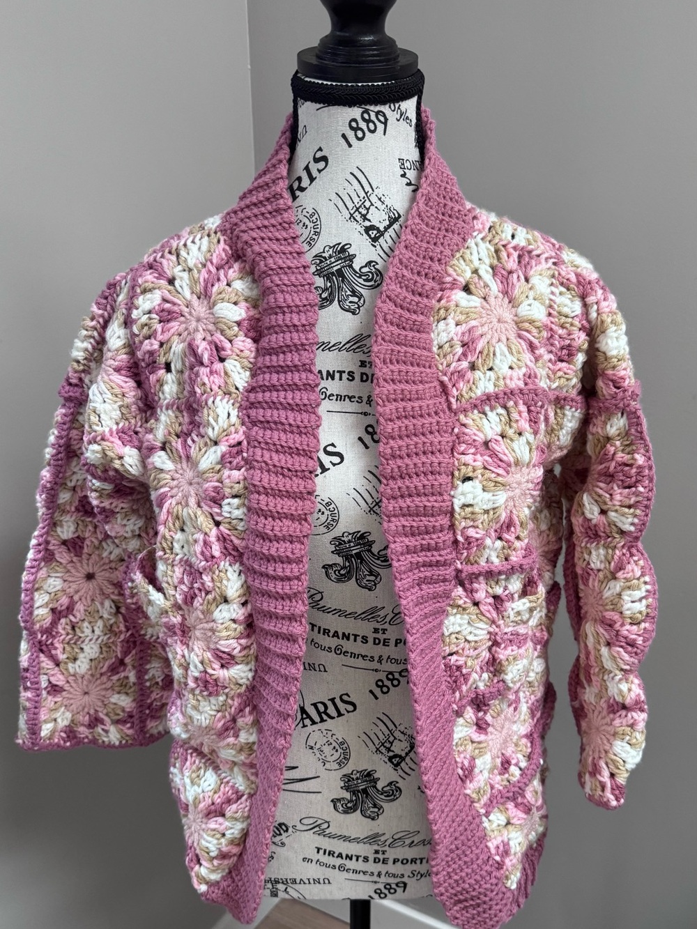 Handmade Pink Multicolor Crochet Kids Cardigan Handmade with Love by L&F